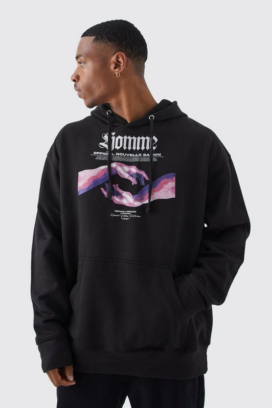 Oversize Hoodie mit Homme Print