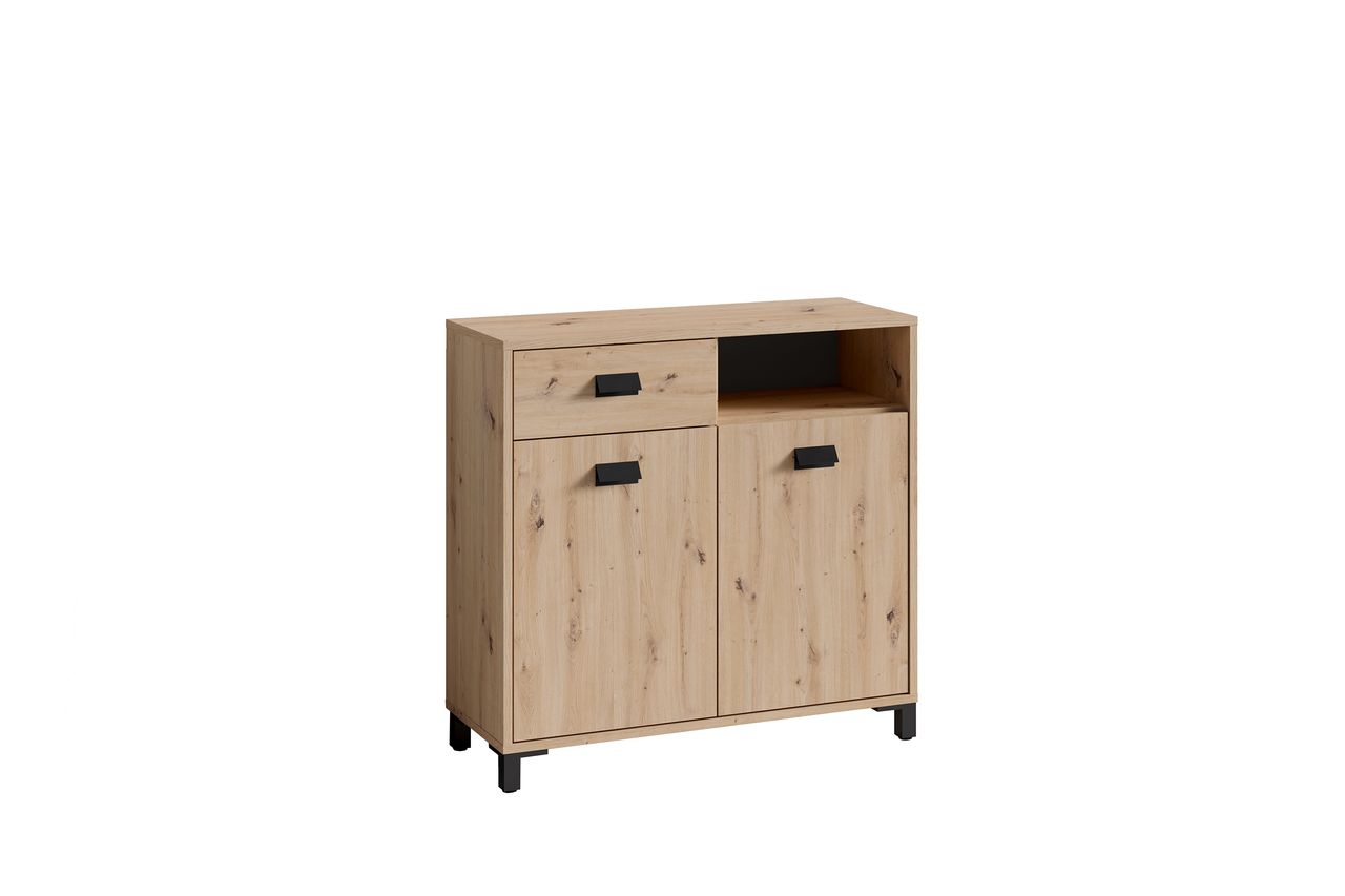 byLiving WELLNESS Kommode, Breite 80 cm, Eiche-Optik, Alu/Kunststoff schwarz
