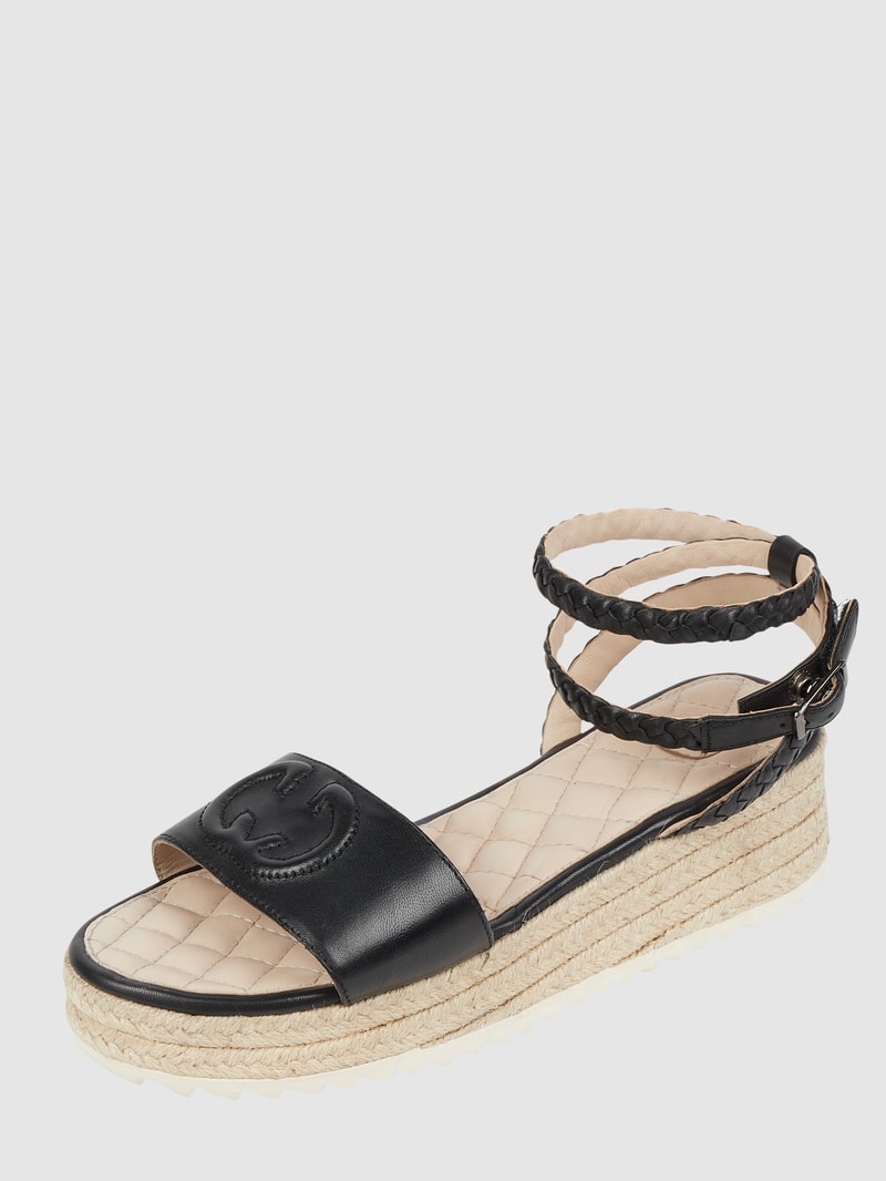 Sandalen aus Leder mit Plateausohle Modell 'Bari' in schwarz