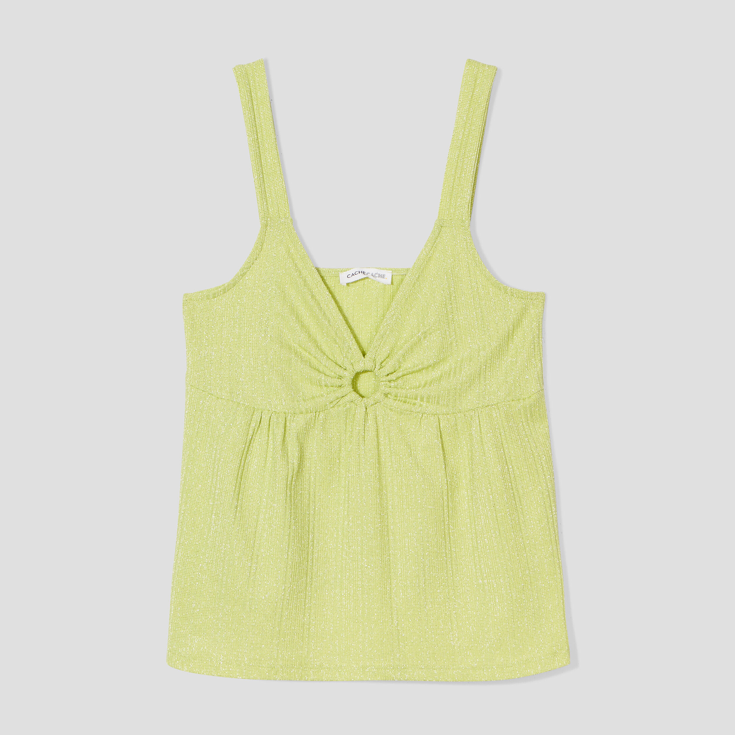 Débardeur col en V à anneau vert fluo femme | Cache Cache