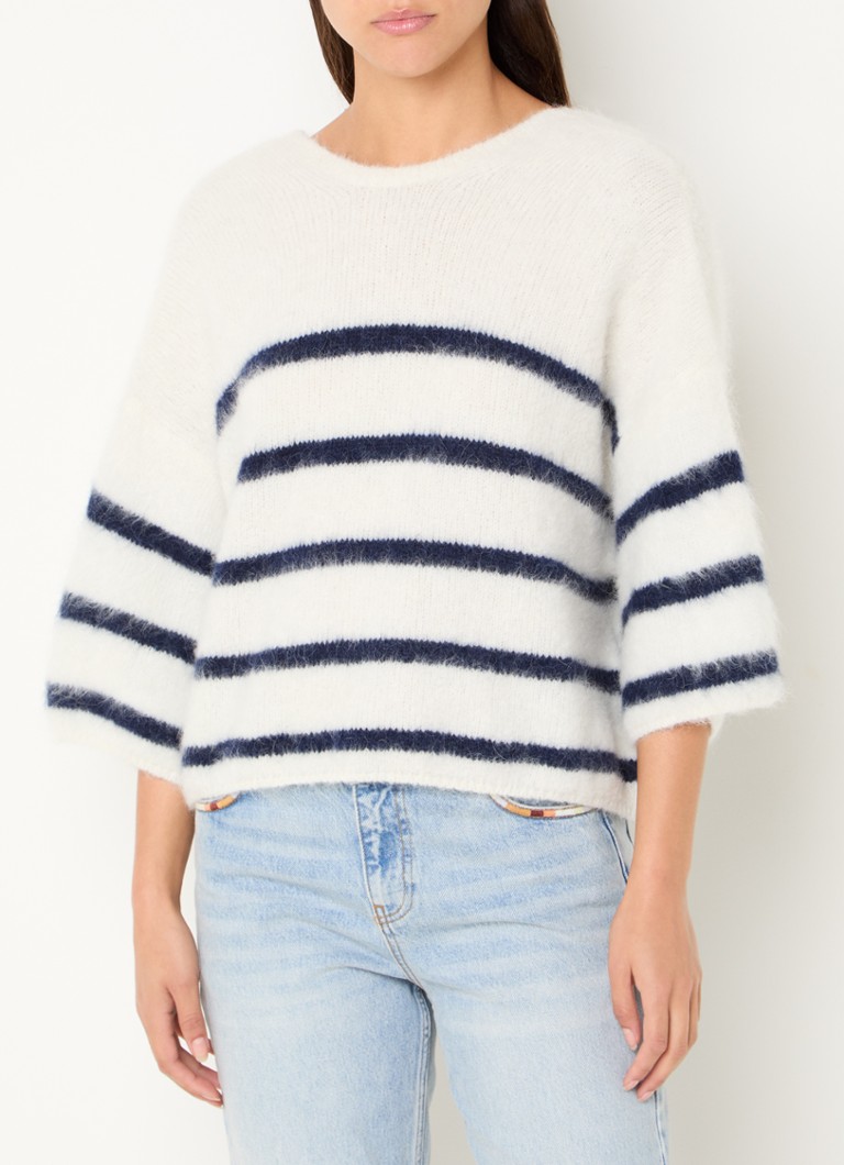 ba&sh Fine-knit sweater in alpaca wool blend with stripe print and backless design