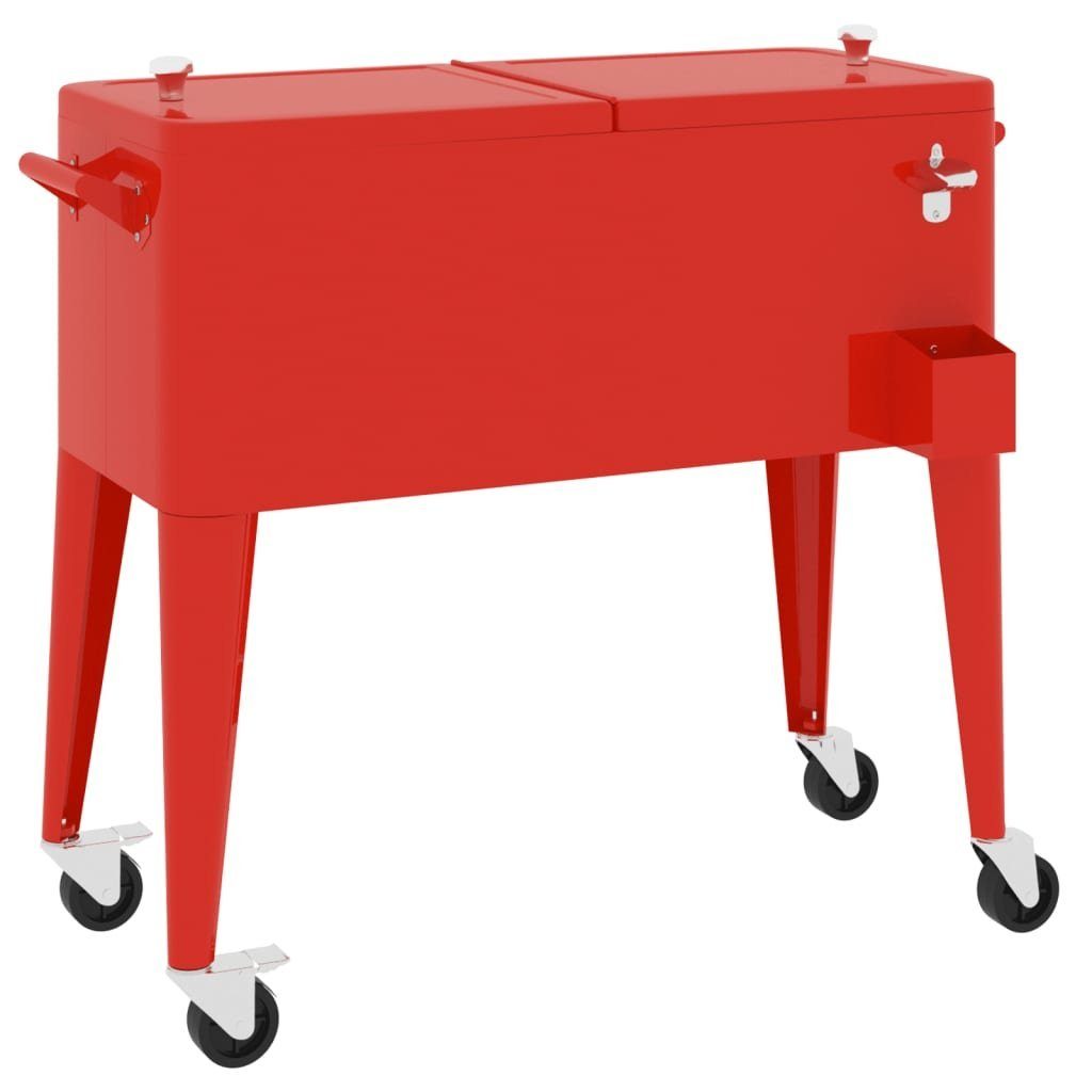 vidaXL Kühlbox Kühlwagen mit Rollen Rot 92x43x89 cm Servierwagen Kühlbox