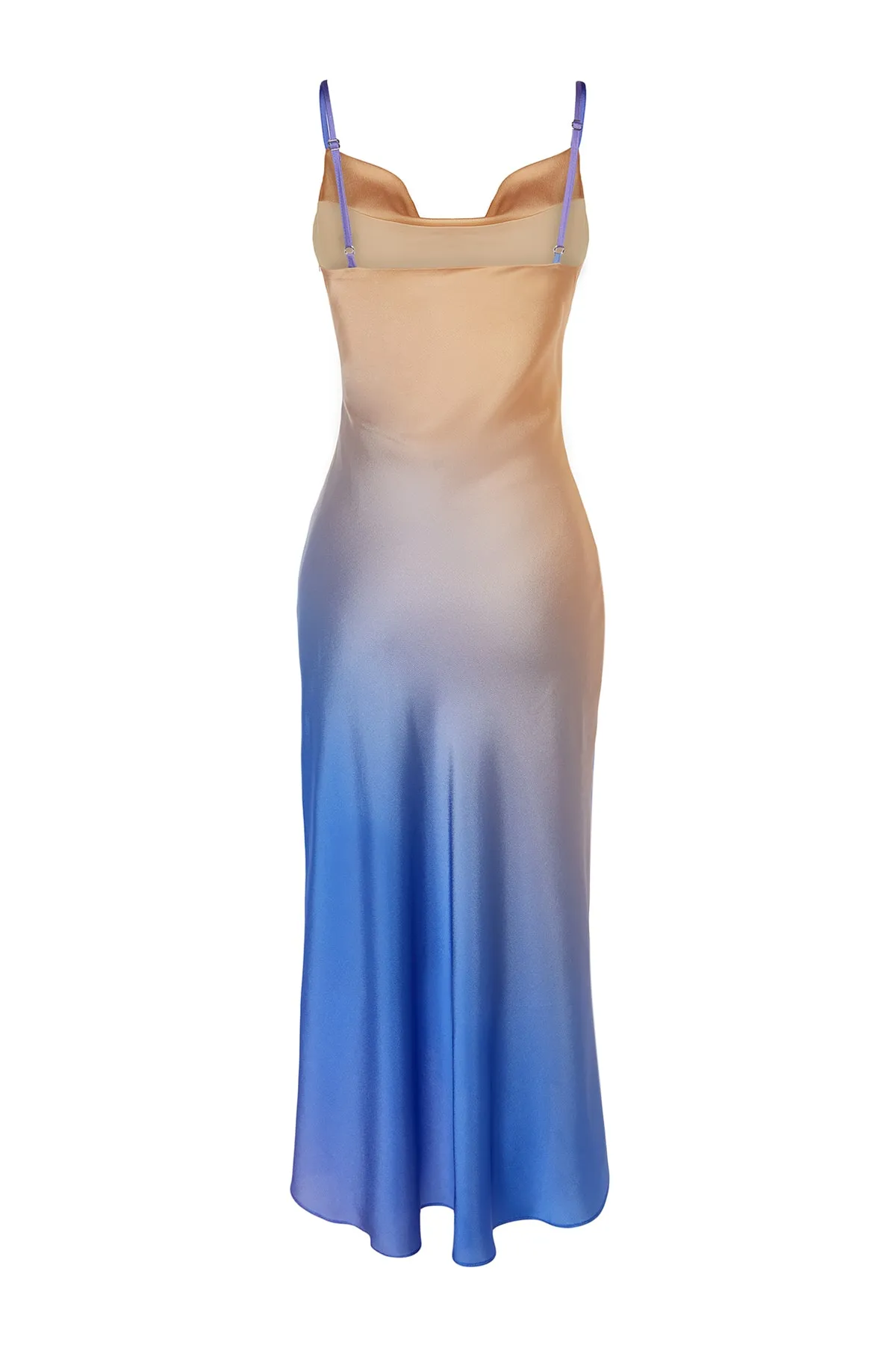 Trendyol Collection  Mehrfarbiges Abendkleid aus gefüttertem Satin mit Farbverlaufsmuster TPRSS19BB0058