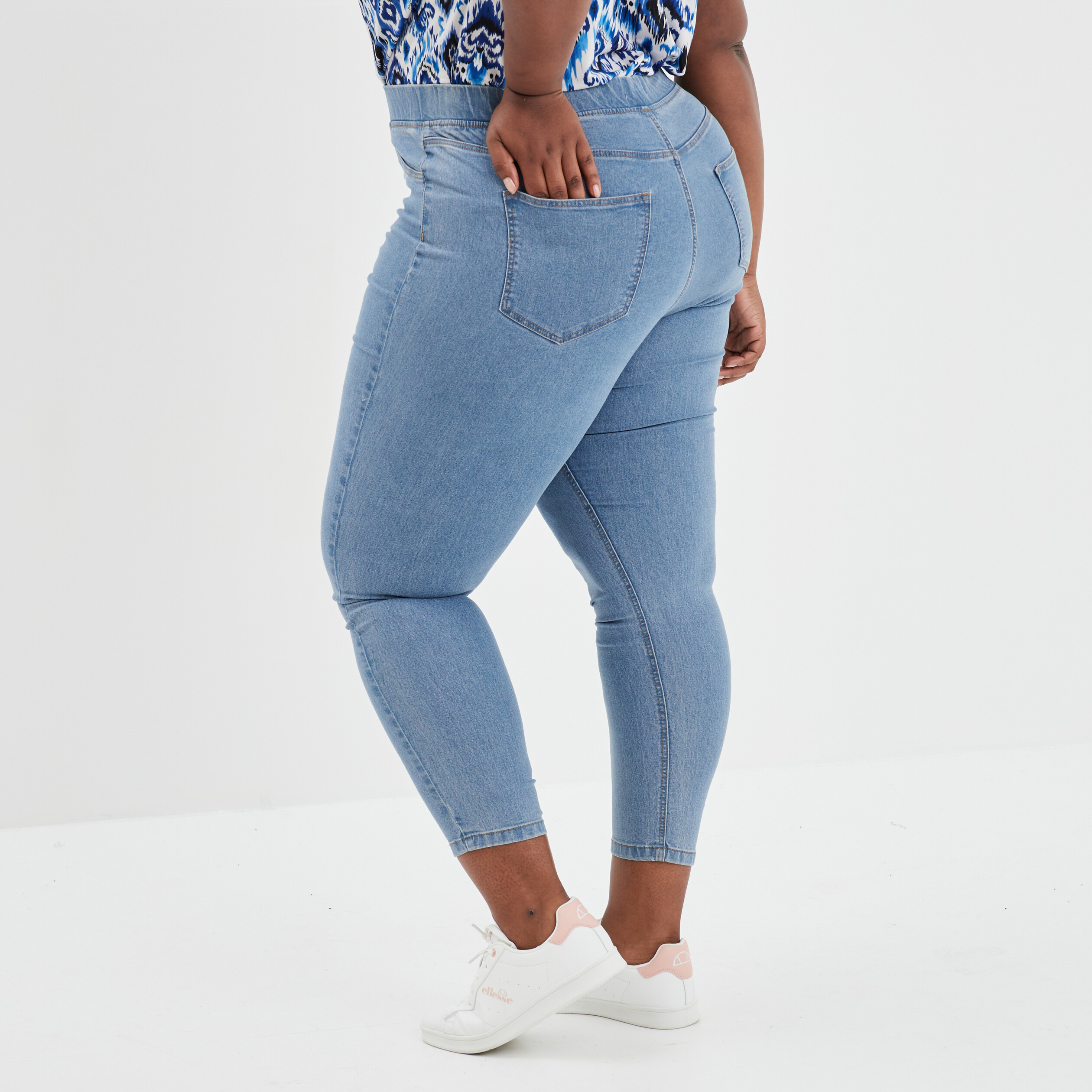 Jegging taille haute matière recyclée denim stone femme grande taille | La Halle