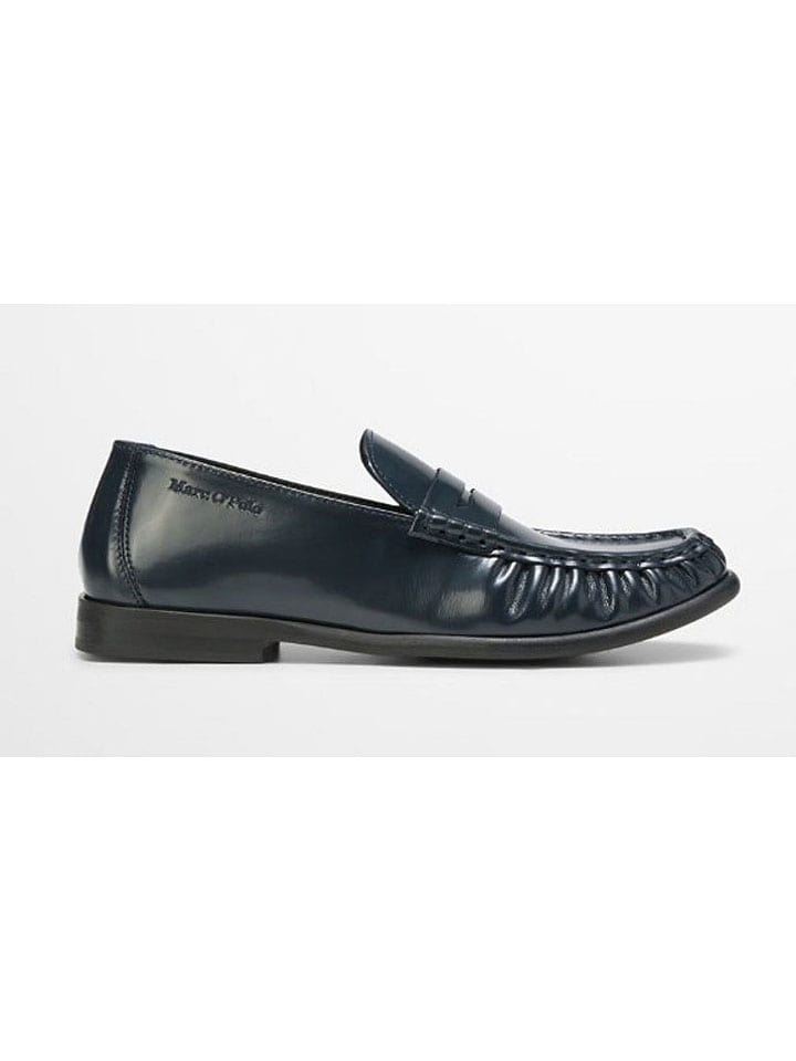 Marc O'Polo Shoes Leder-Mokassins in Dunkelblau günstig kaufen