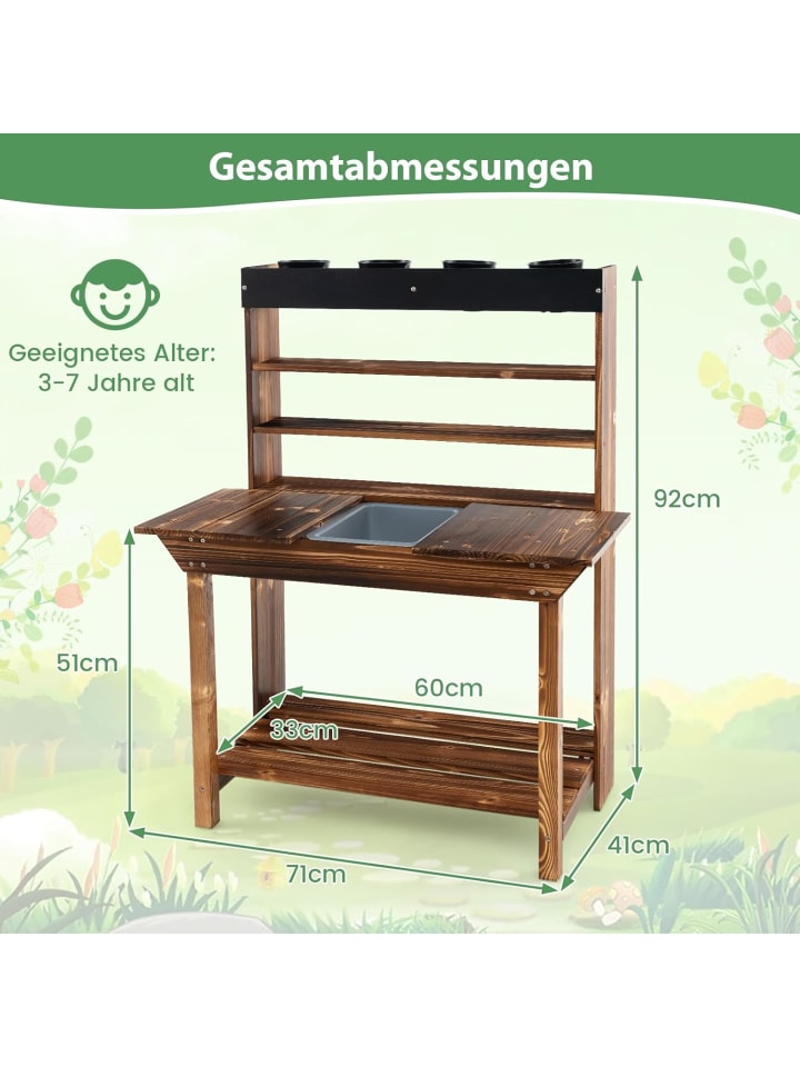 COSTWAY Matschküche Kinder Outdoor in Braun günstig kaufen onesize