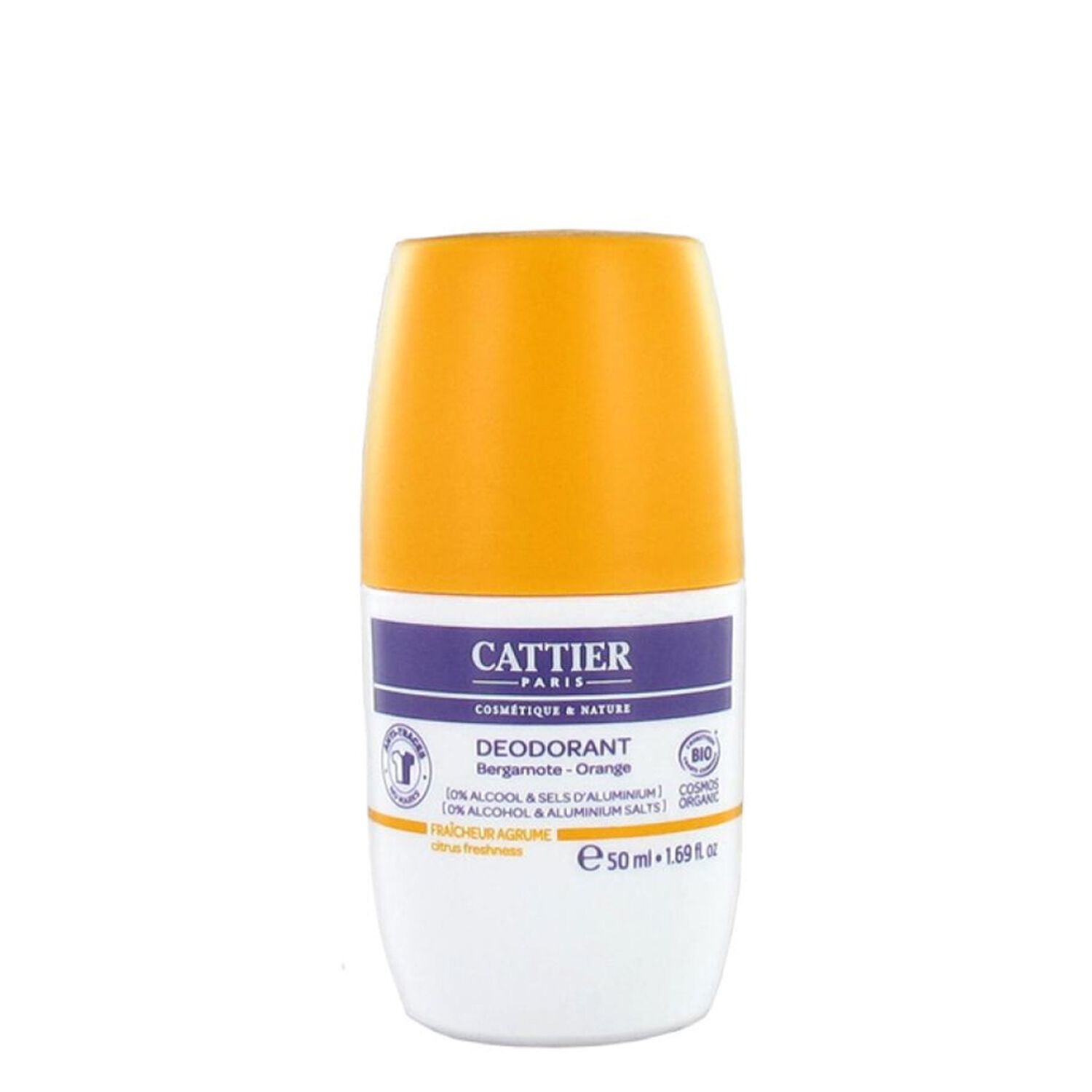 Cattier Déodorant Roll-On Fraîcheur Agrume - Bergamote & Orange 50 ml