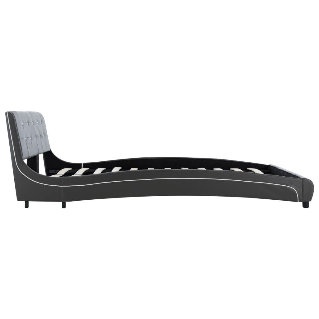 vidaXL Bett Bett mit Memory-Schaum-Matratze Grau Kunstleder 140x200cm
