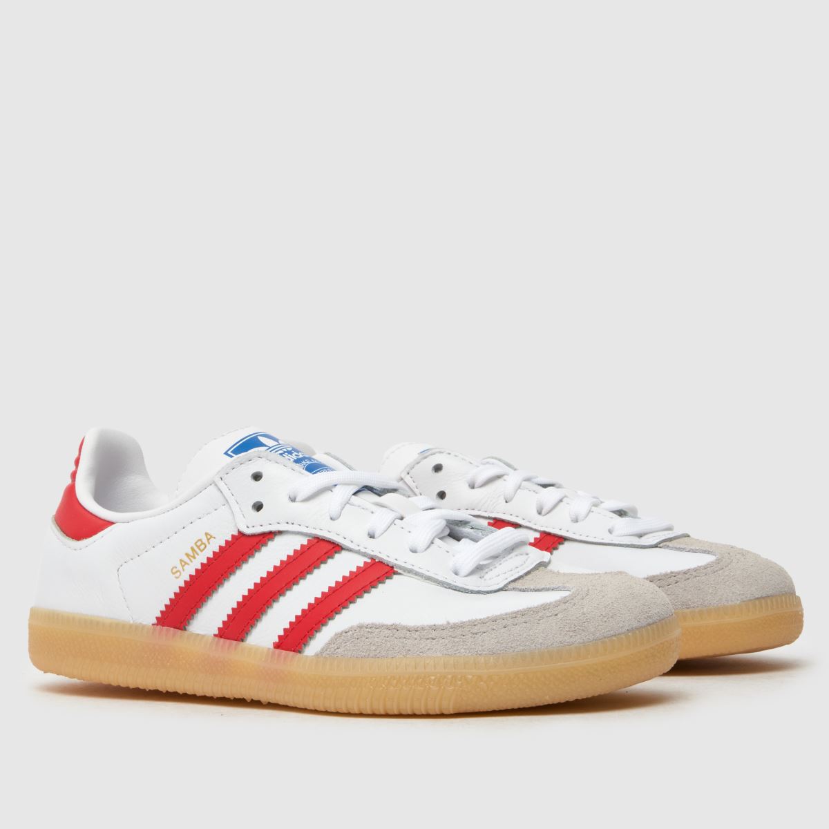 adidas vita och röda Samba och Junior-träningsskor