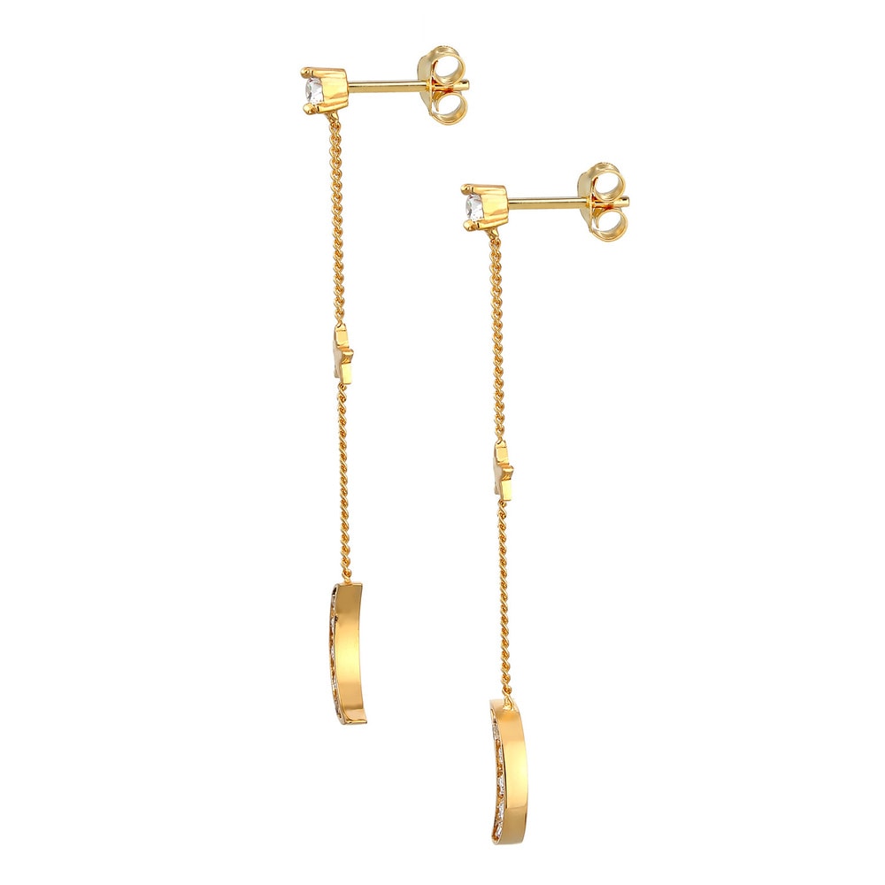 Elli Elli Boucles d'Oreilles Astro Étoile Demi-Lune Pendentif Boucles d'Oreilles Femme Boucles d'oreilles
