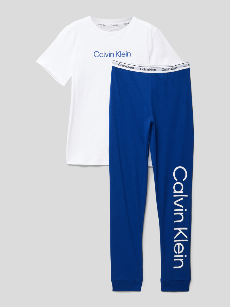 Pyjama mit Label-Details in blau