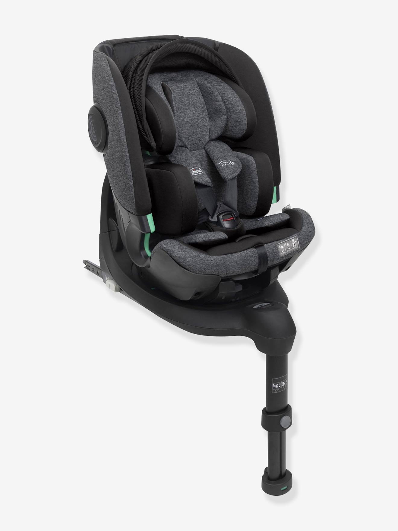 Chicco Kindersitz mit Basis Bi-Seat Air 360 i-Size CHICCO, 40-150 cm, Gr. 0+/1/2/3 - schwarz