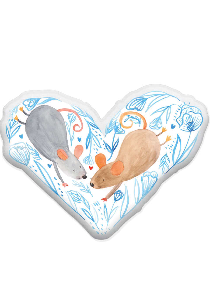 Mr. & Mrs. Panda Kissen Kuscheltier Mäuse Herz ohne Spruch in Weiß günstig kaufen