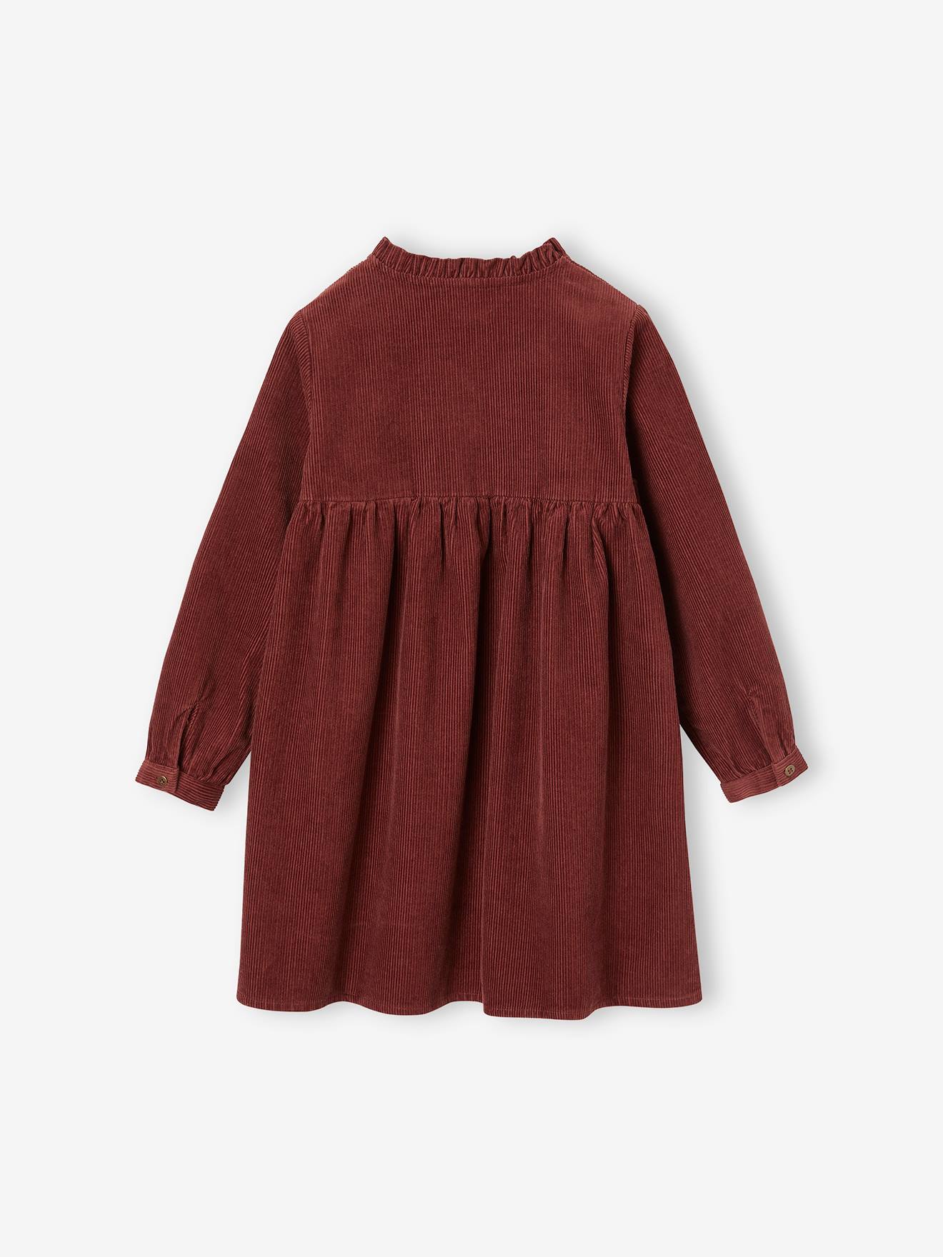 Vertbaudet Mädchen Cordkleid mit Rüschenkragen - schokolade