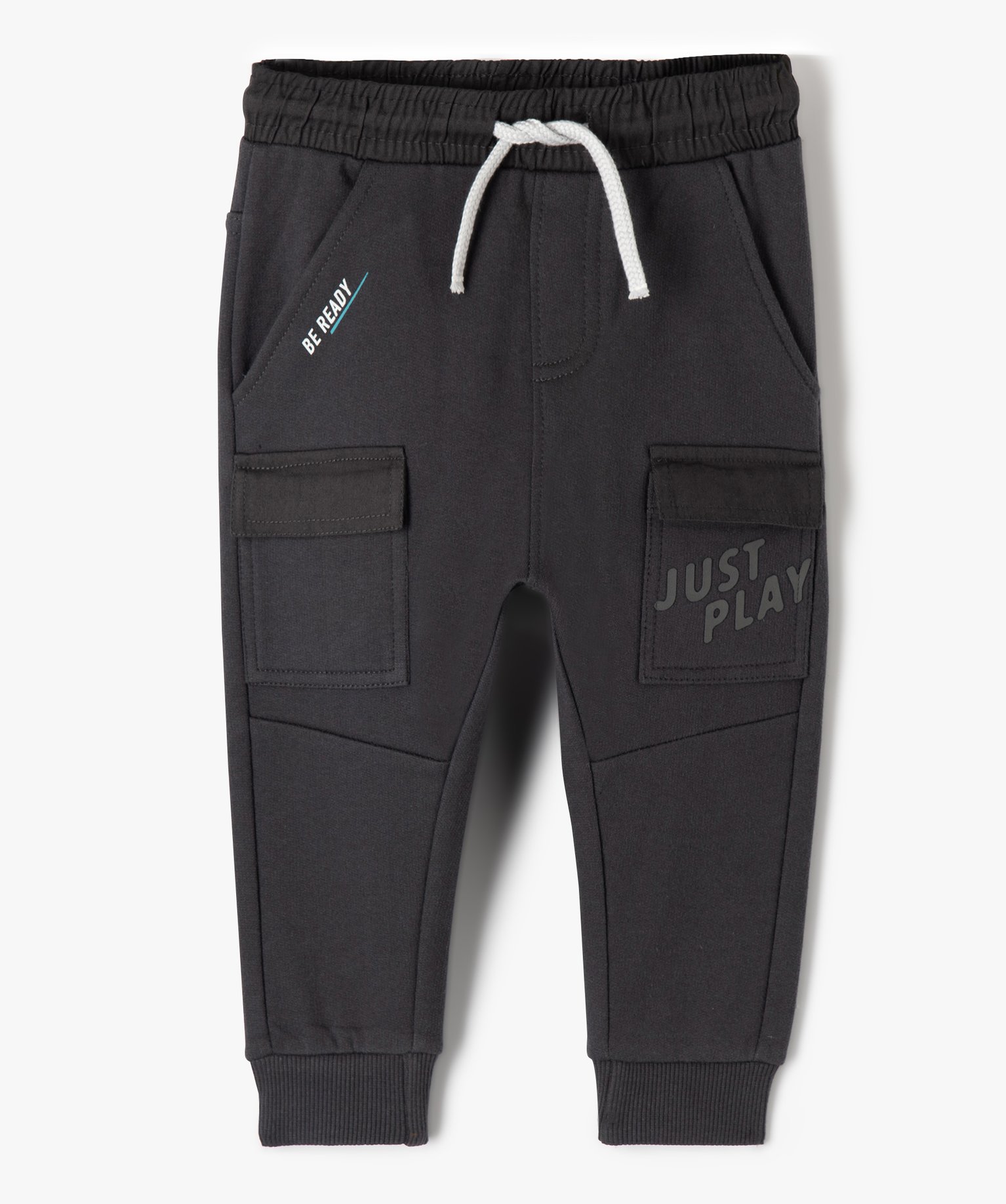 Jogging bébé Garçon en molleton doux et coupe cargo gris fonce | GEMO
