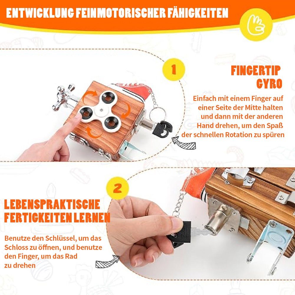 LBLA Lernspielzeug Busy Activity Cube Motorikwürfel Montessori Spielzeug, Aktivitätswürfel Spielzeug Fidget Cube Stresswürfel für Kinder