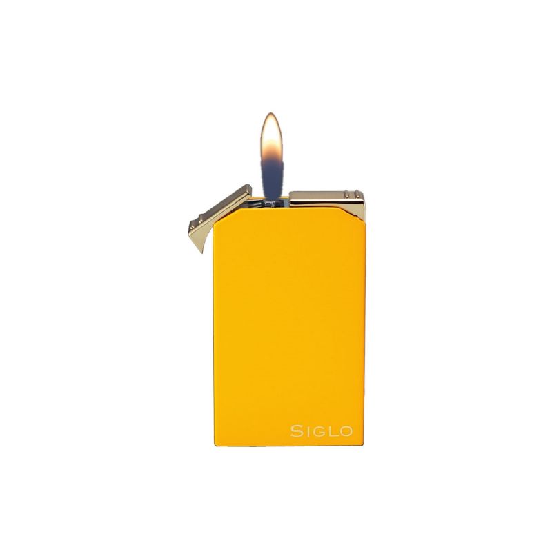 Zigarrenfeuerzeug der Marke Siglo, Twin Flame Lighter Checkers Yellow