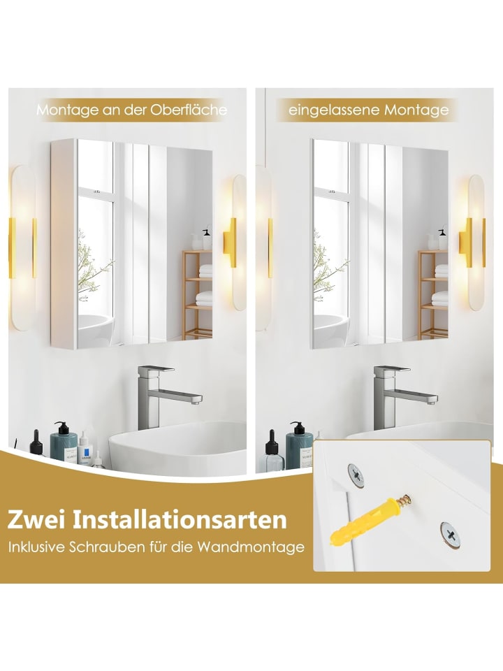 COSTWAY Spiegelschrank Bad in Weiß günstig kaufen onesize