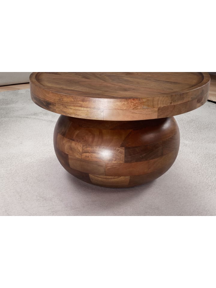 KADIMA DESIGN Couchtisch 50x50x30,5 cm Massivholz Walnussfarben Sofatisch günstig kaufen onesize