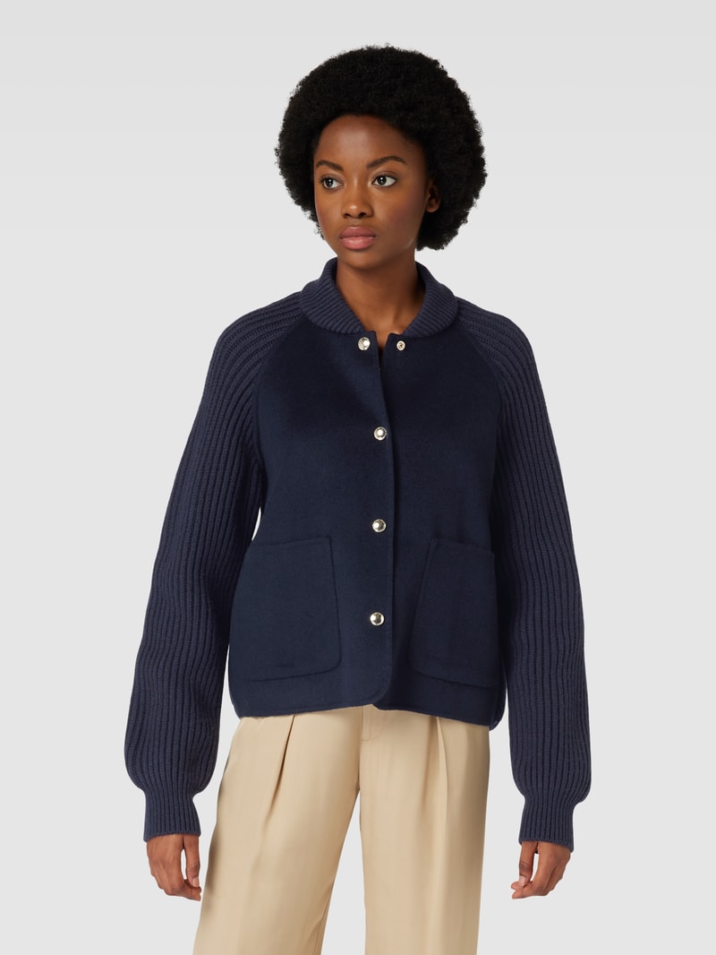 Wolljacke mit Eingrifftaschen in marineblau