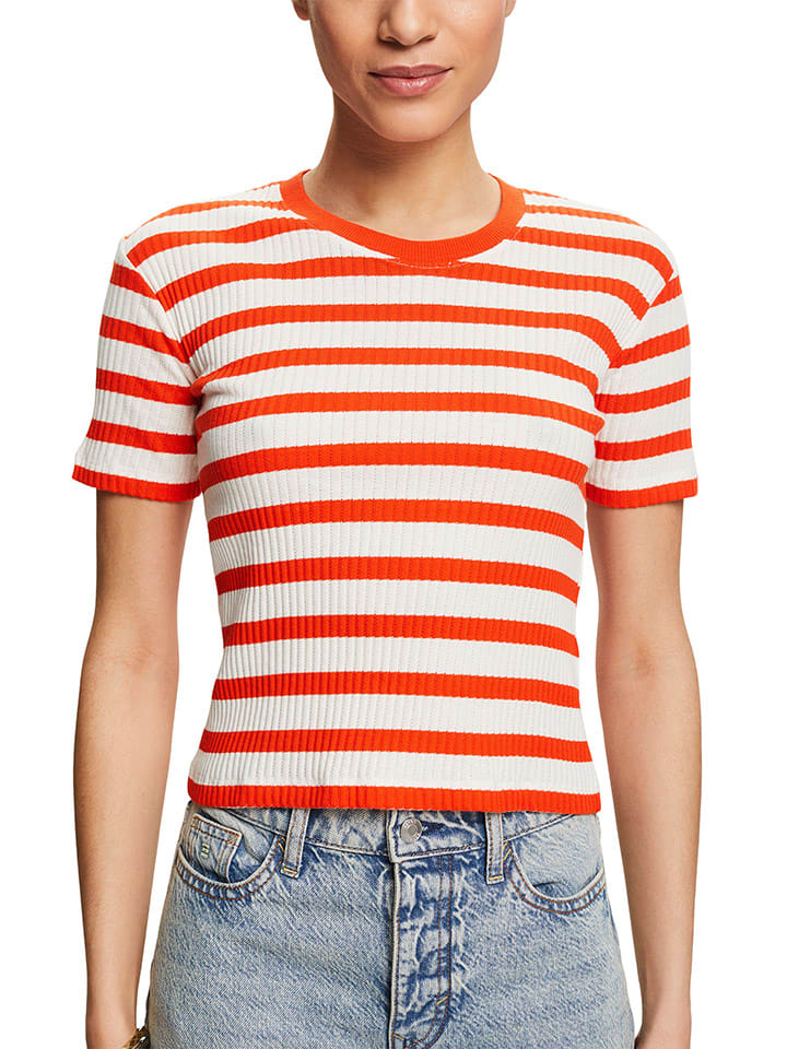 ESPRIT Shirt in Orange/ Weiß günstig kaufen
