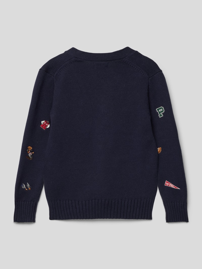 Cardigan mit Motiv-Stitchings in marineblau