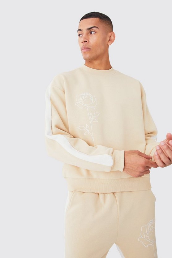 Sweatshirt-Trainingsanzug mit Man Rosen-Print