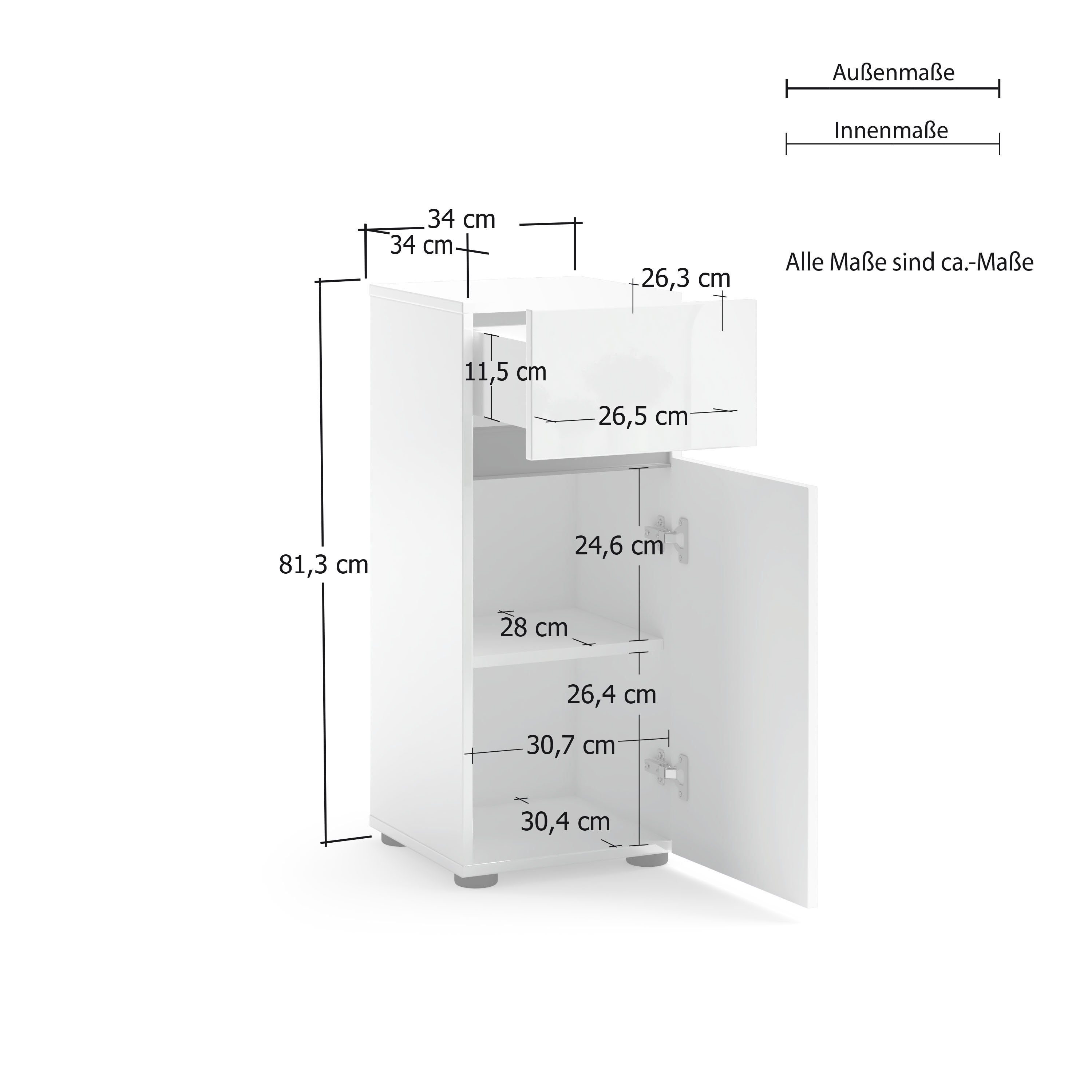 INOSIGN Stauraumschrank Mister Breite 34 cm