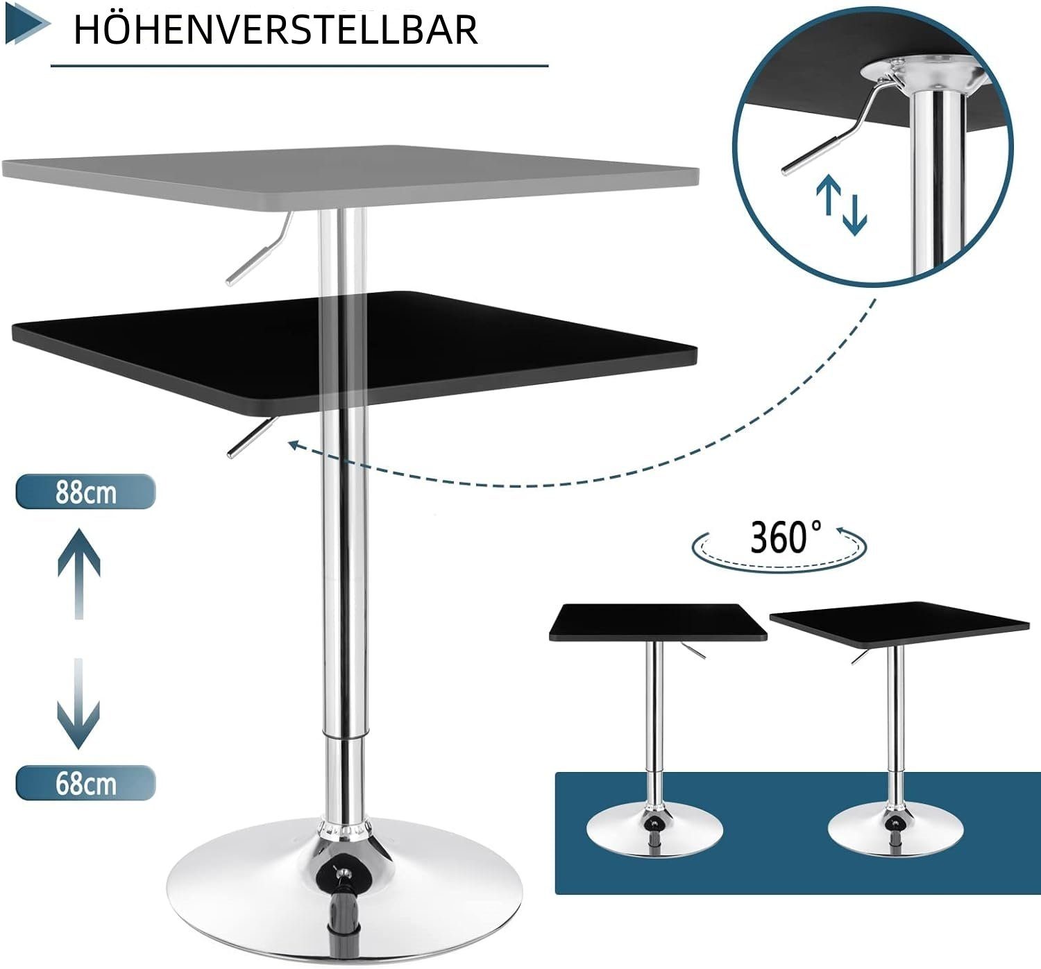 Woltu Bartisch, Bartisch höhenverstellbar Metall & Holz in Schwarz & Grau