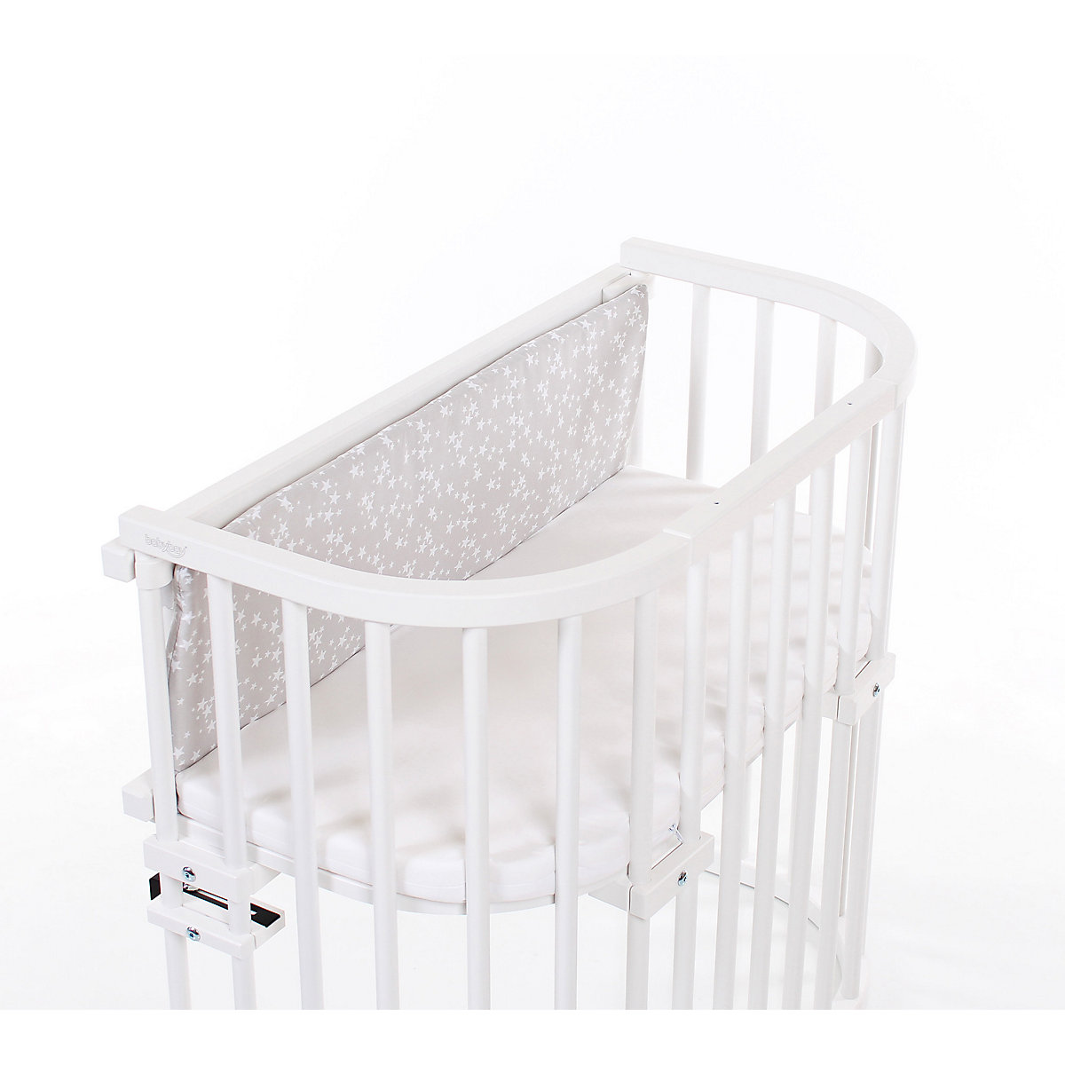 Frontgitter-Nestchen für babybay Beistellbetten, perlgrau mit weißen Sternen - 80 cm