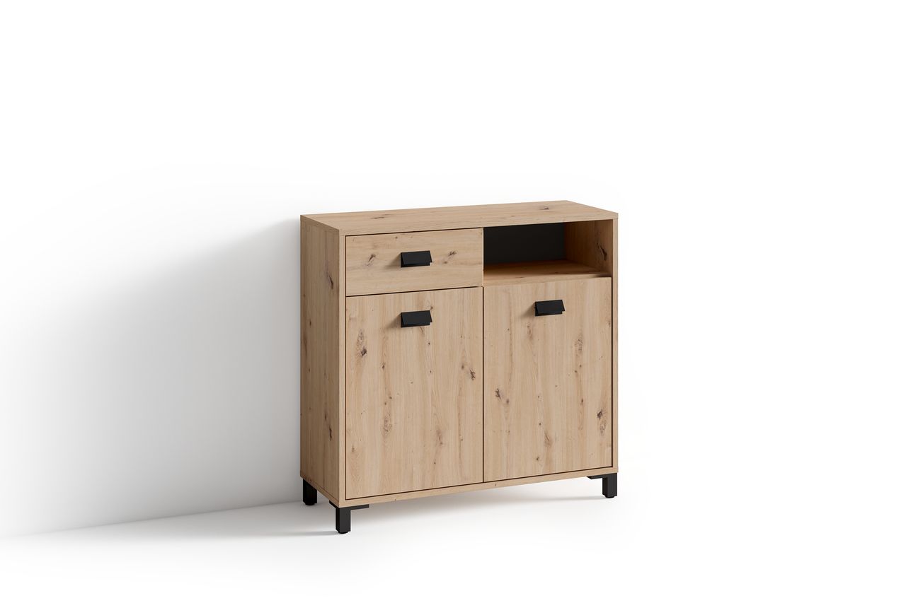 byLiving WELLNESS Kommode, Breite 80 cm, Eiche-Optik, Alu/Kunststoff schwarz