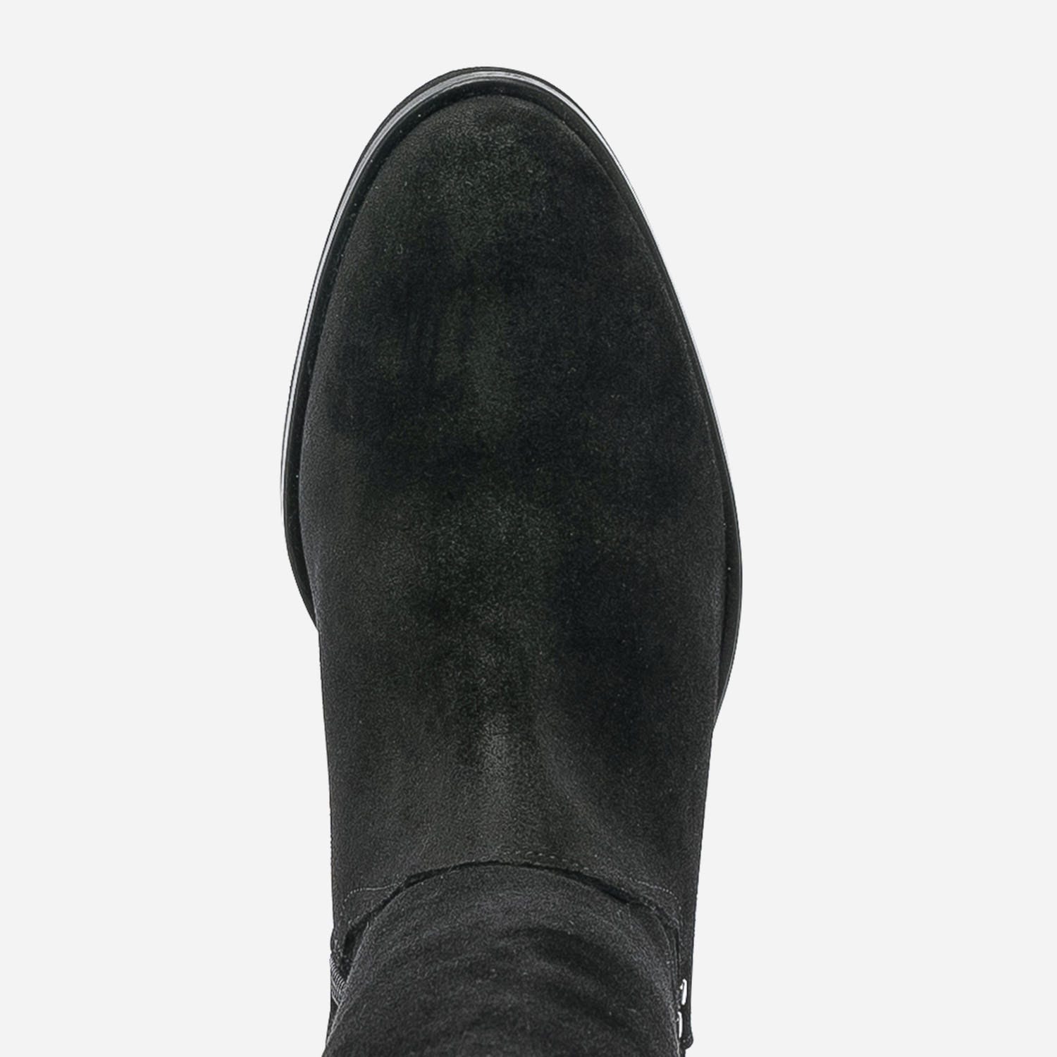 Cuissarde TEXTO noire en cuir velours clouté