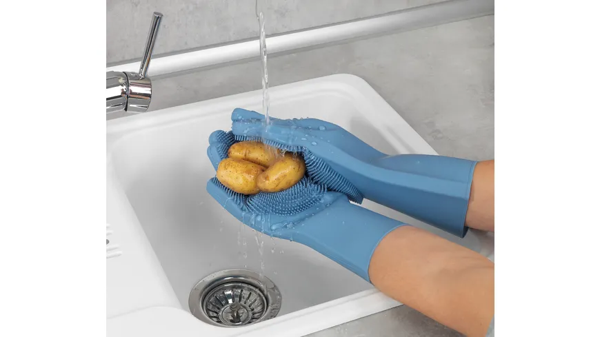 WENKO Silikon-Reinigungshandschuhe Rena 2er Pack Blau
