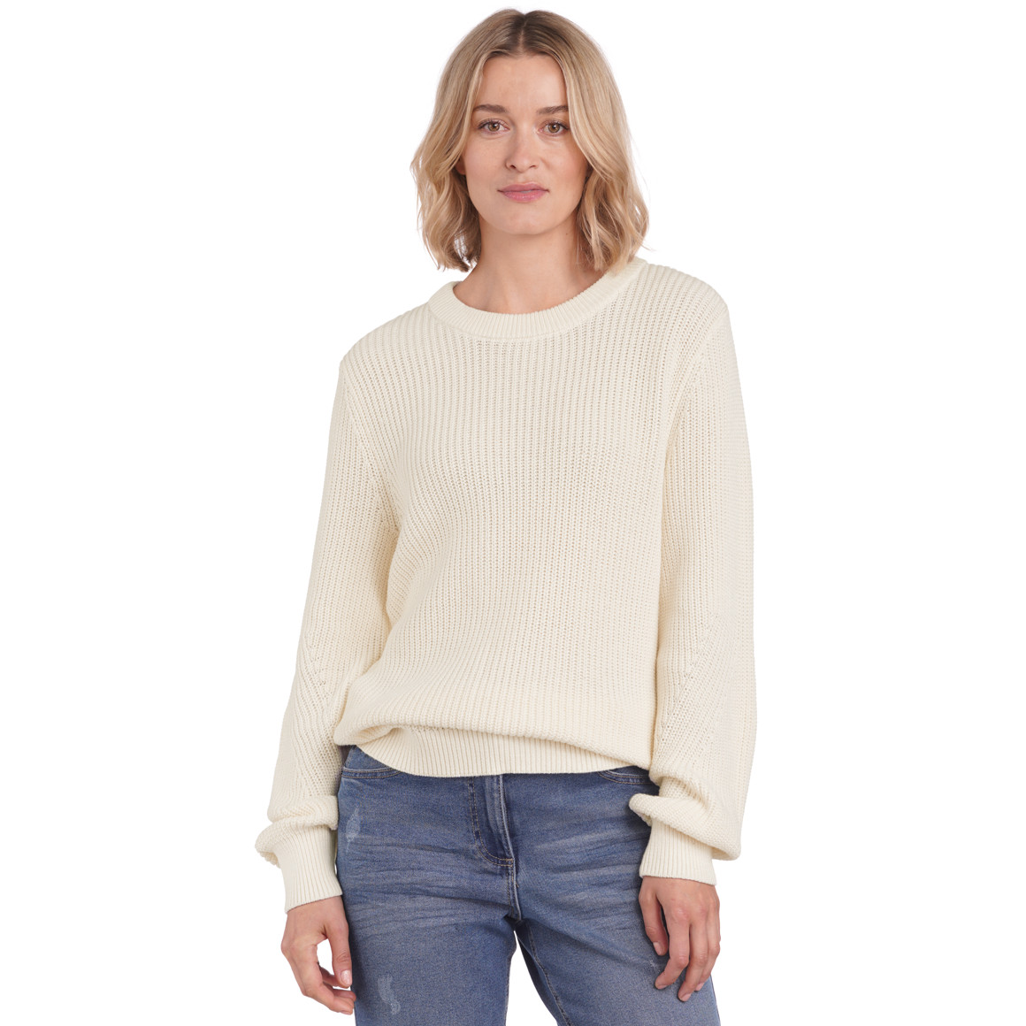 Damen Strickpullover mit Rundhalsausschnitt