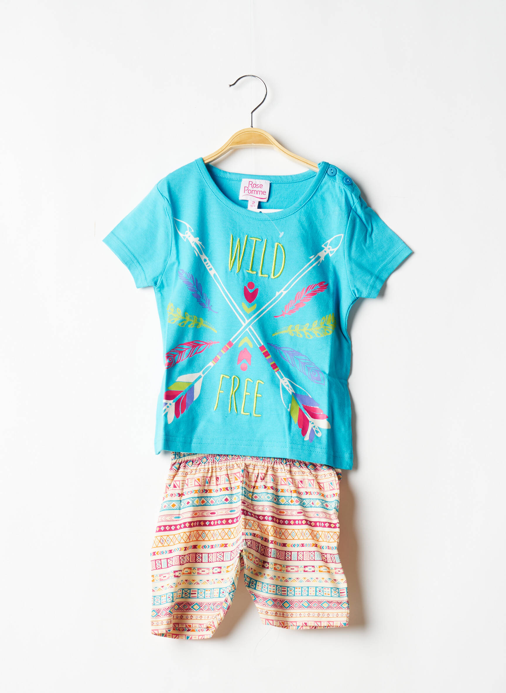 Rose Pomme Pyjashorts Enfant couleur bleu