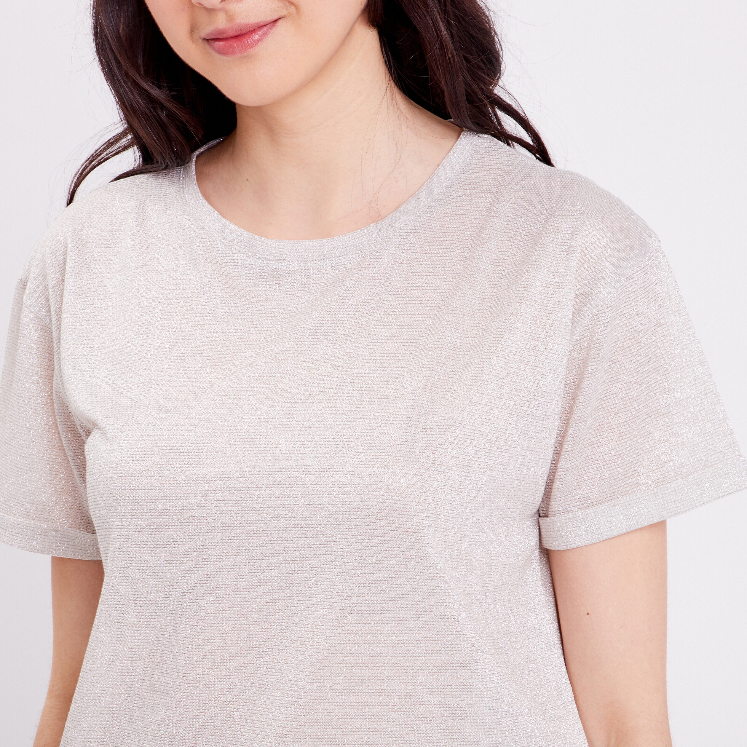 T-shirt fluide fils métallisés ecru femme | Cache Cache