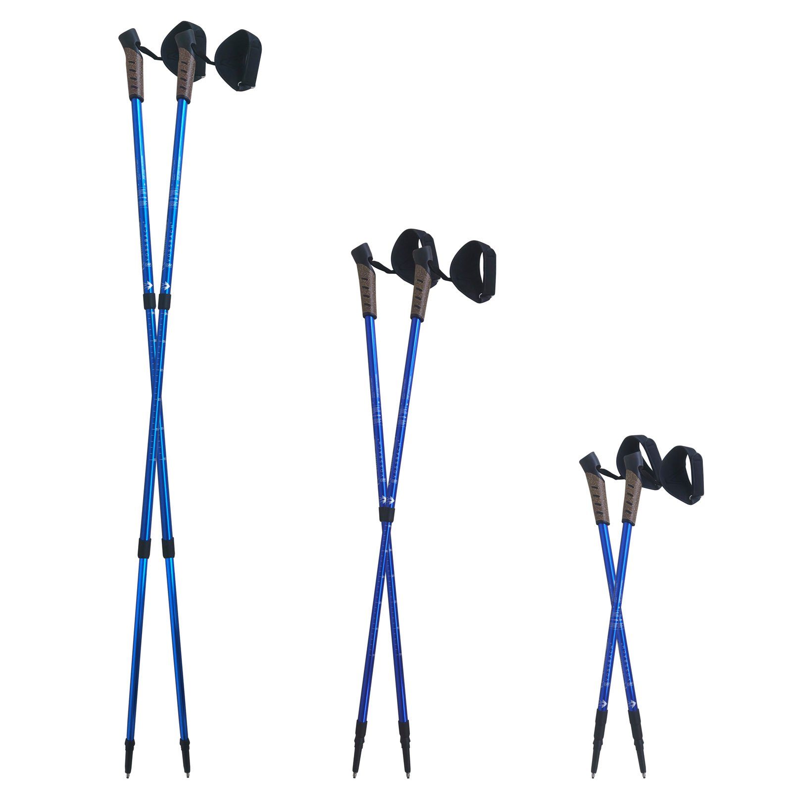 VOSSBACH Wanderstöcke Nordic Walking (1x Paar, Inkl. 12 Untergrund Aufsätze), Anti-Schock Federung