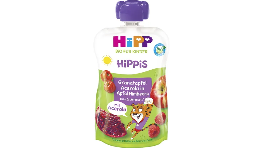 HiPP Super Hippis im Quetschbeutel: Granatapfel Acerola in Apfel Himbeere 100 g