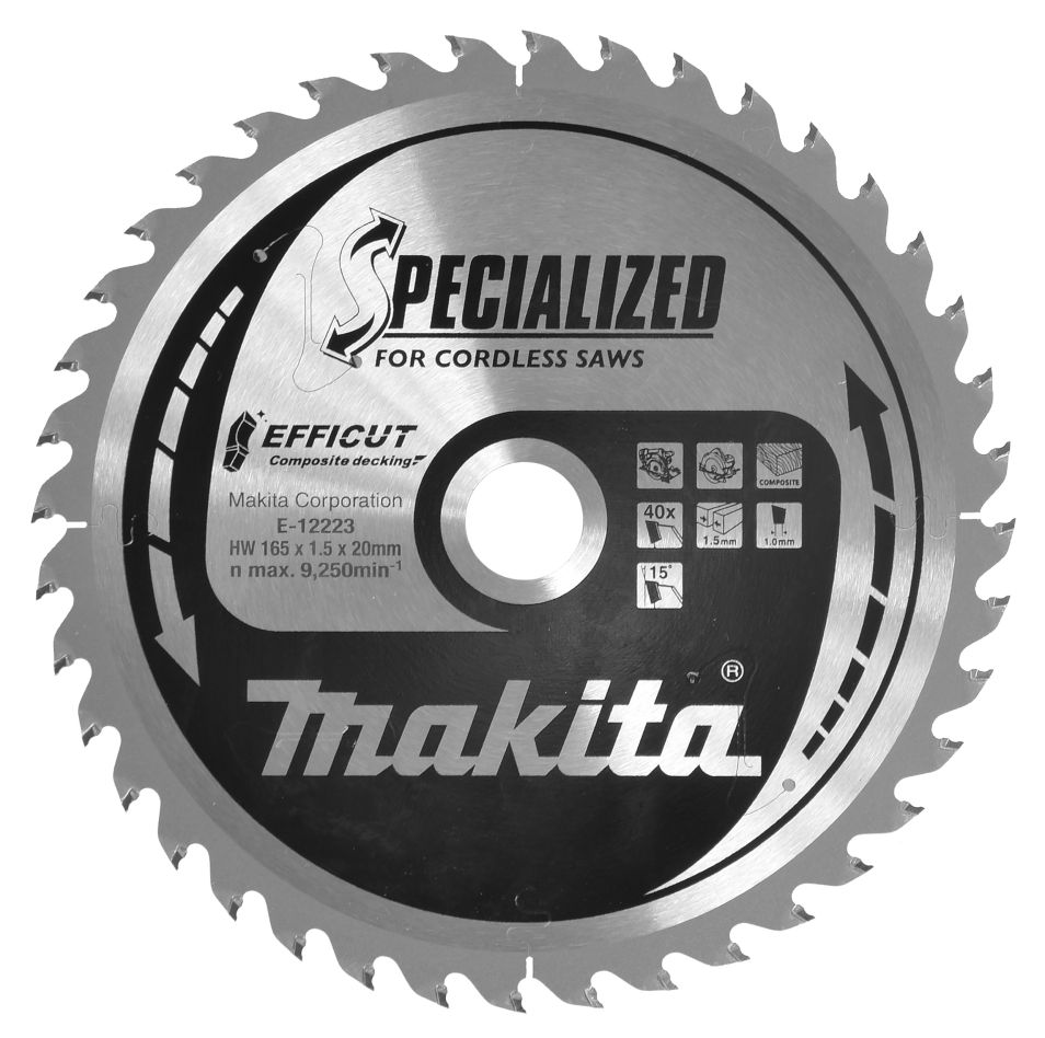 Makita E-12223 Efficut -pyörösahanterä WPC 165x20x1.5 40T 15g