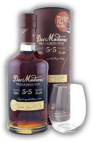 Dos Maderas Ron Anejo PX 5 + 5 Years Old + Glas Dos Maderas Ron Anejo PX 5 + 5 Years Old + Glas  Alter 5 + 5 J. - 0,7	 Liter - Vol 40%