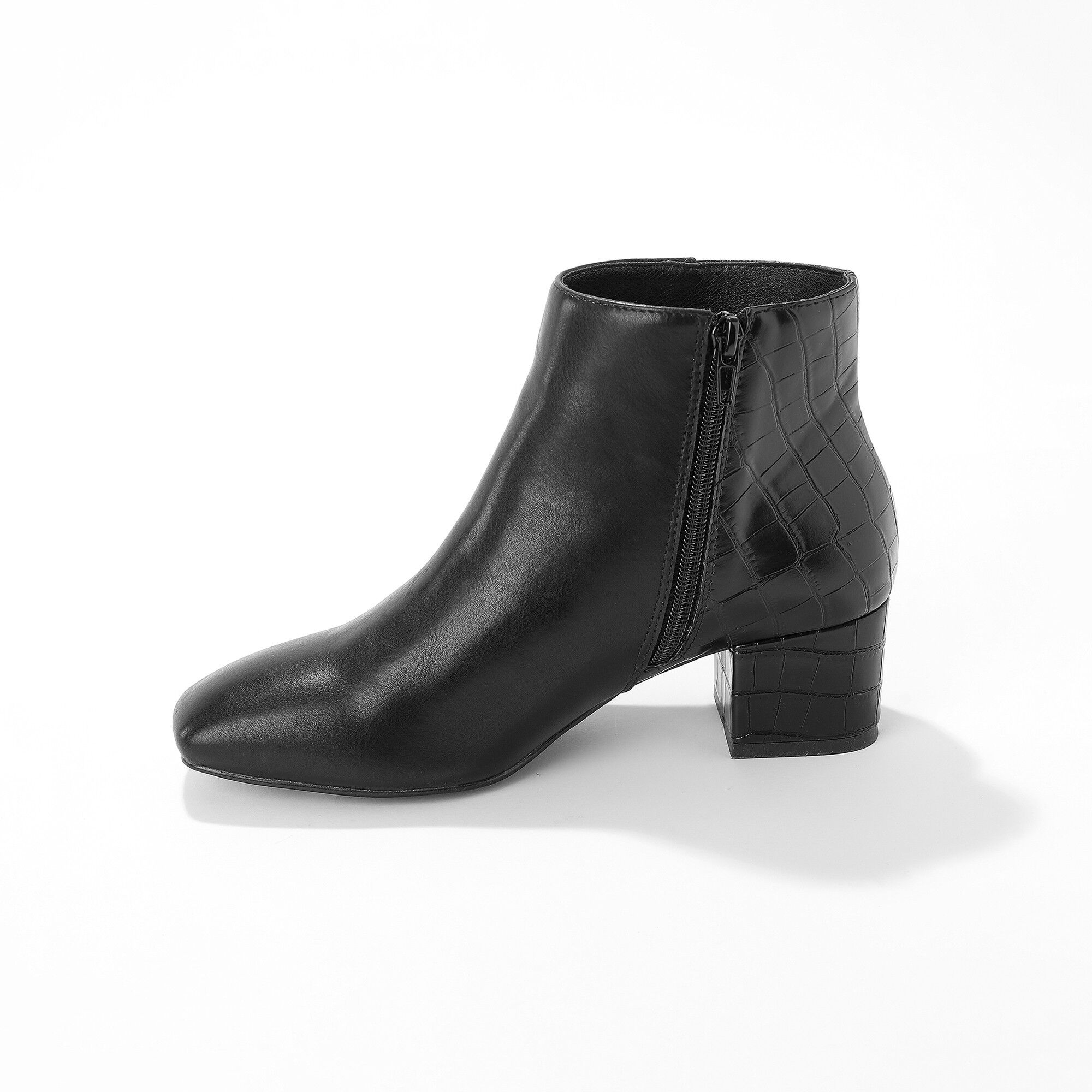 Boots bout carré, dos effet croco