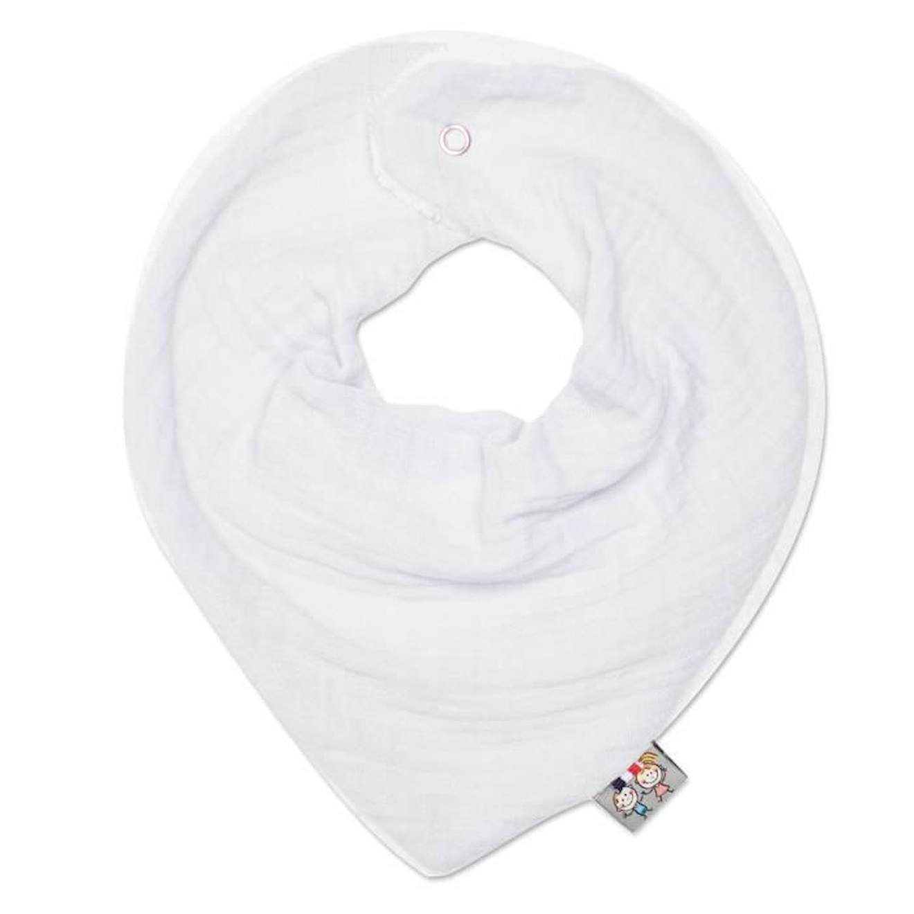 Bavoir bandana gaze de coton, Jeanne Blanc Dès la naissance blanc