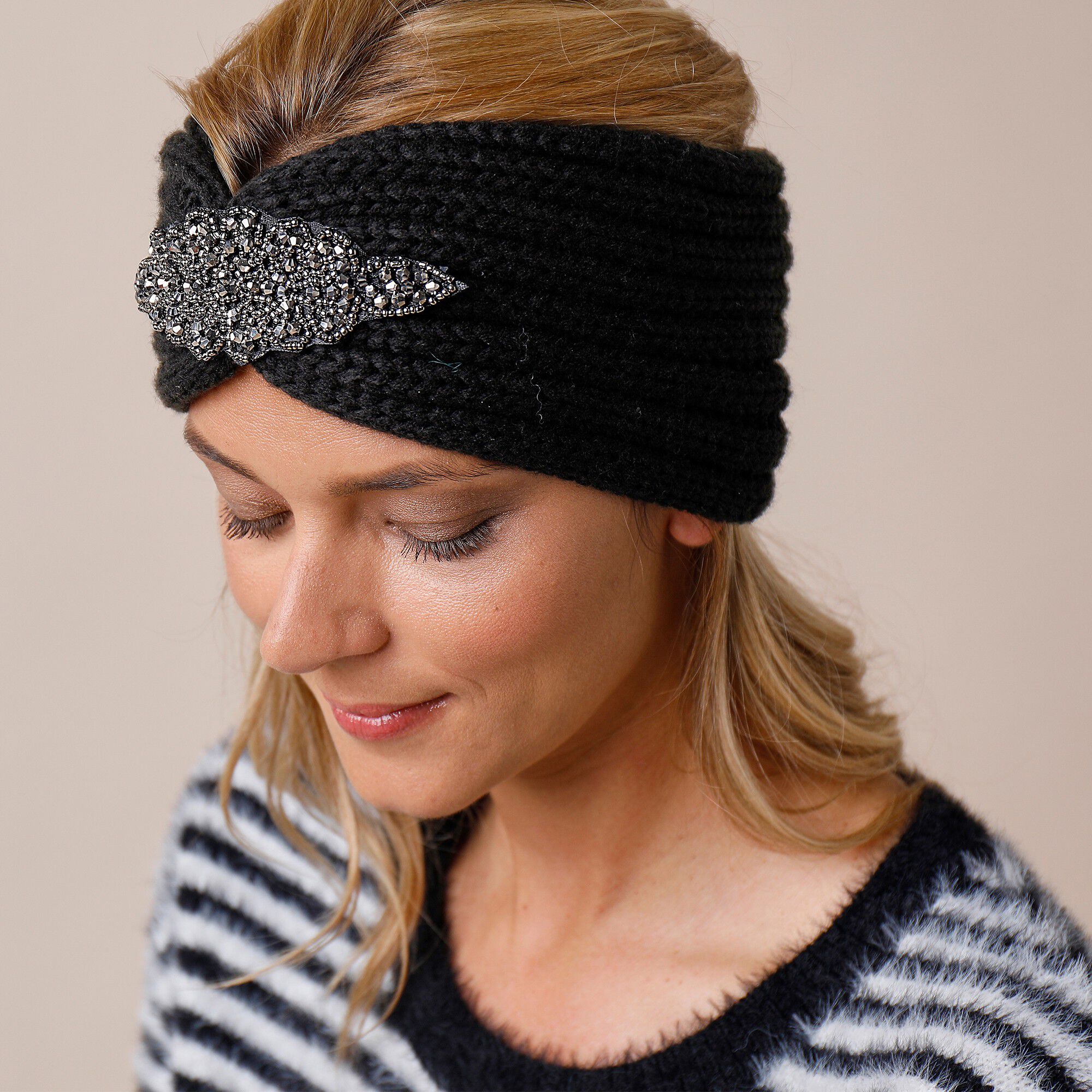 Headband en maille avec bijou