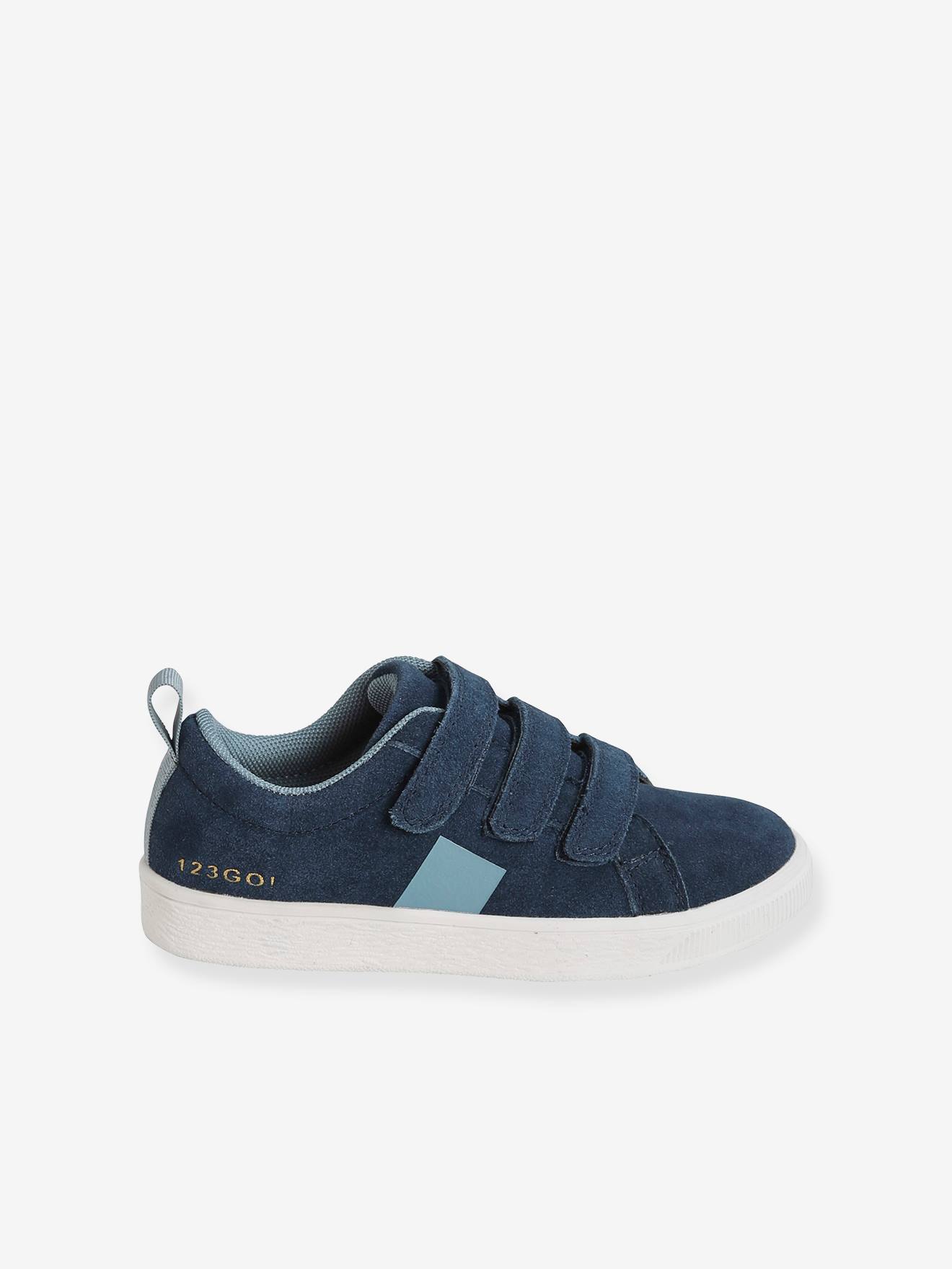 Baskets scratchées en cuir garçon marine