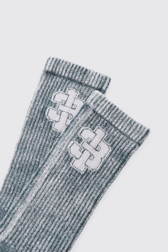 13 Jacquard-Socken mit Acid-Waschung