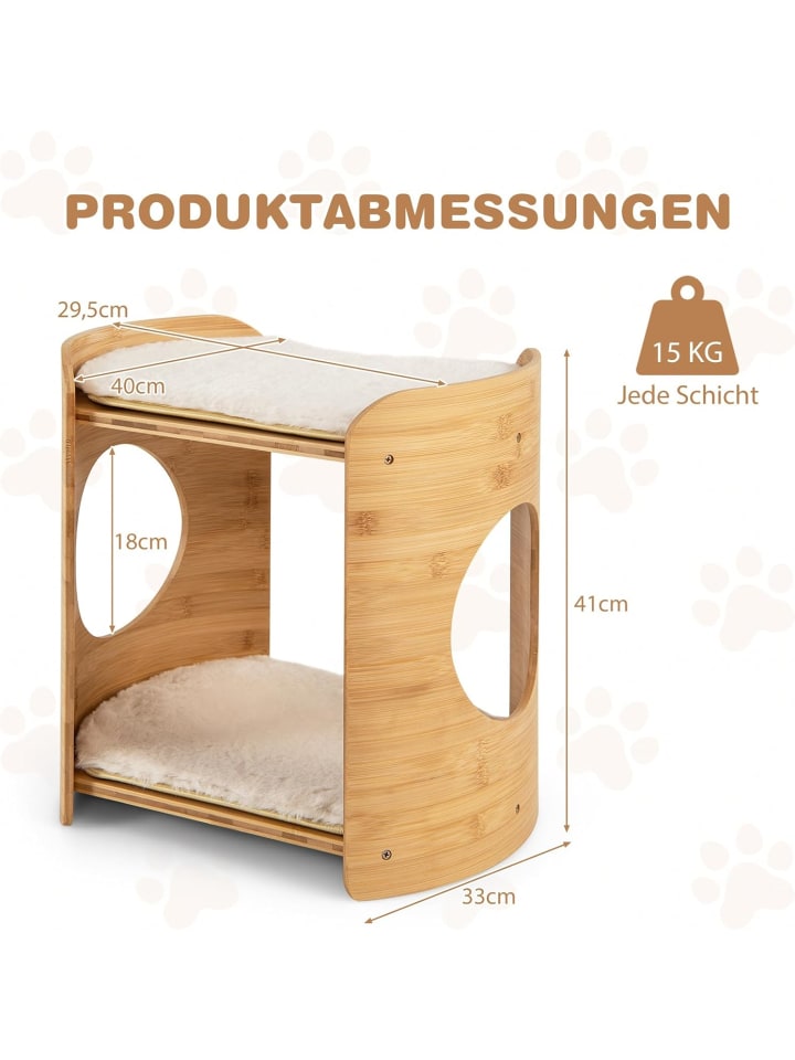 COSTWAY Katzenbett 2 Etagen Bambus 40x33x41cm in Beige günstig kaufen onesize