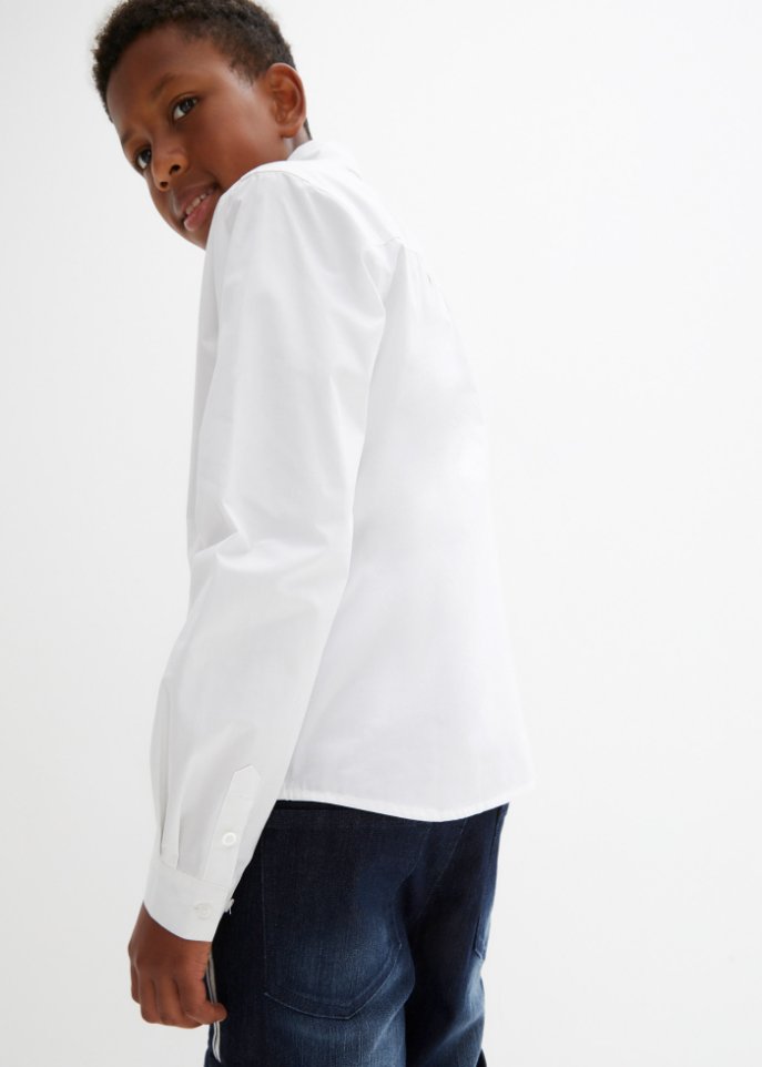 Jungen Langarmhemd mit Stickerei, Slim Fit