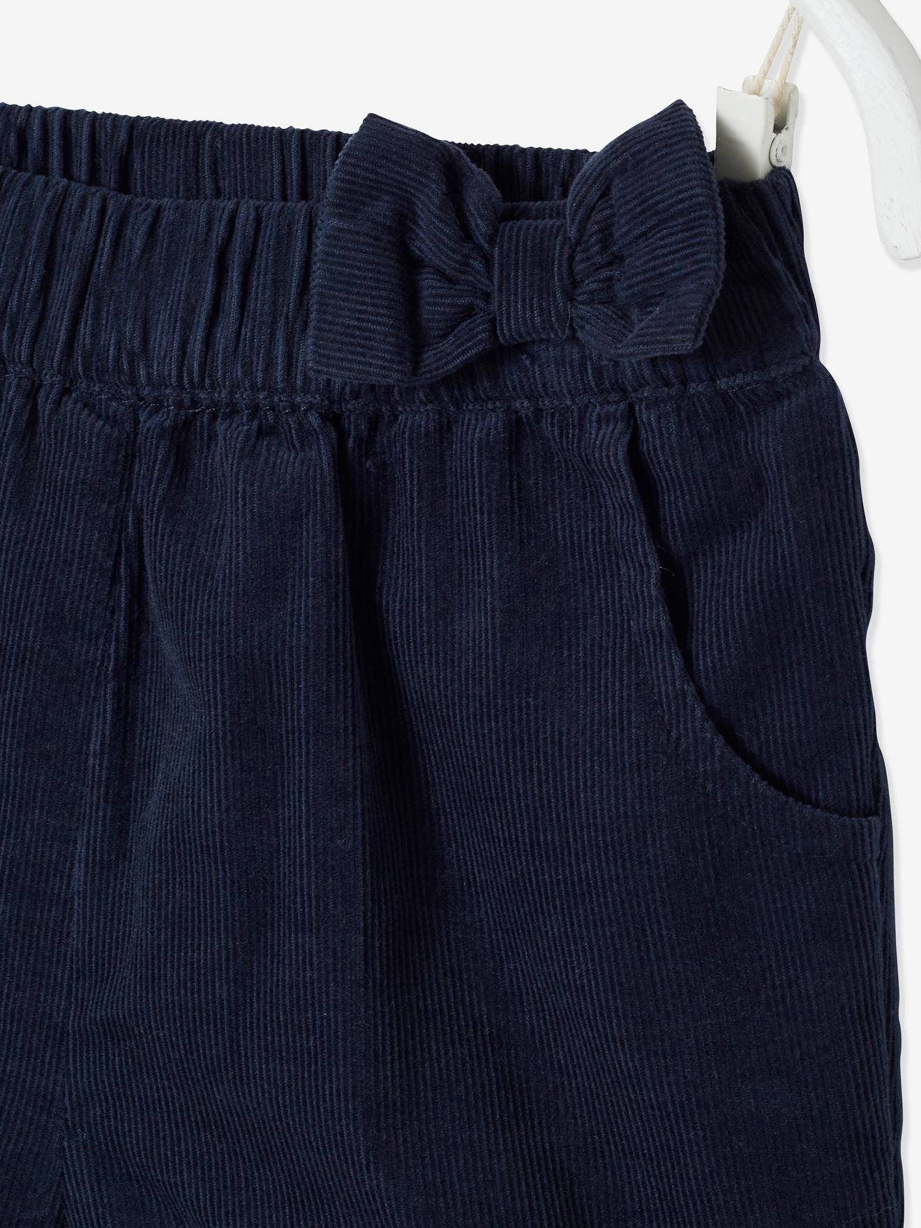 Short bébé en velours bleu ardoise foncé