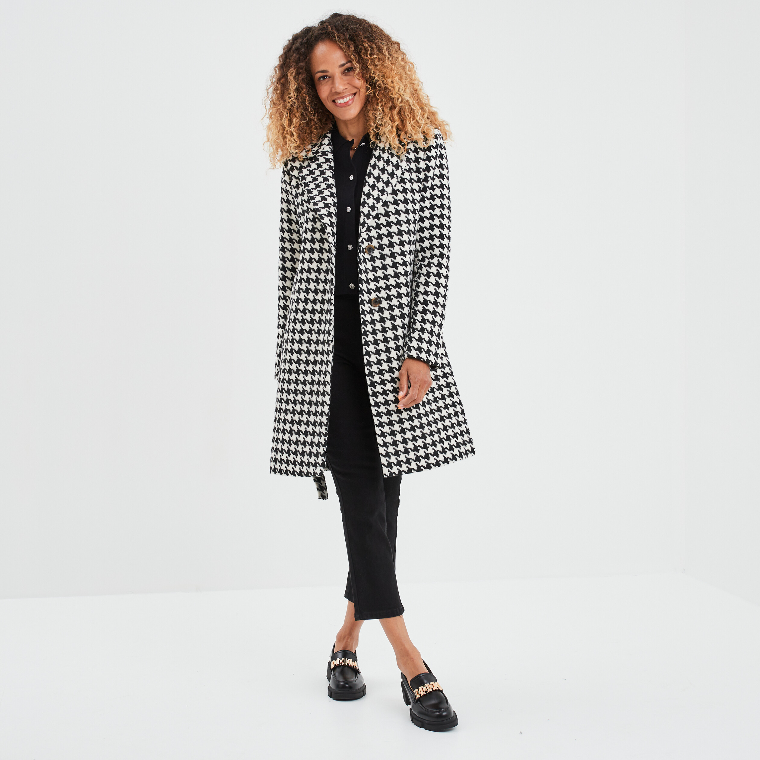 Manteau mi-long ceinturé ecru femme | La Halle