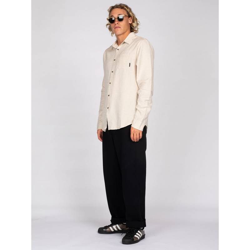 RUSTY OVERTONE LONG SLEEVE LINEN SHIRT Langarmhemd Herren